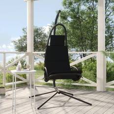 vidaXL Sedia Dondolo Giardino Con Cuscino Nero Tessuto Oxford Acciaiod MXL 105841