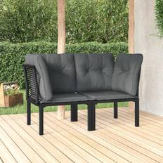 Grigio sedie da giardino vidaXL Poltrone Angolari Giardino Cuscini 2 pz Polyrattan Nero e Grigio