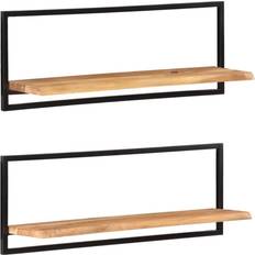 Mensole da Parete vidaXL Wall Shelves 2 pcs 39.4' x 9.4' 13.8" Solid Wood Acacia e Acciaio Mensole da Parete