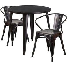 Black and gold furniture set Flash Furniture Commercial Grade Patio Dining Set