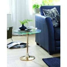 HAKU Möbel Sidobord Guldpläterad Metall Säkerhetsglas 8 mm Småbord