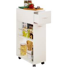 VCM Tusal White Trolley Table 25x50cm