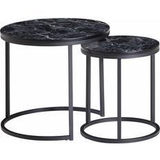 Rond Tables gigognes Wohnling Side Black Nesting Table 50cm 2pcs