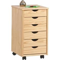 Inter Link Caisson Sur Roulettes 6 Tiroirs Pin Massif Naturelle Armoire