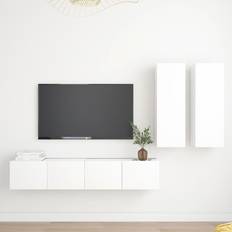 vidaXL Tv 4 pz Bianco In Truciolato Arredamento Casa Cucina Mobile a Parete