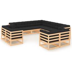 vidaXL Salotto Giardino 11 pz Cuscini Antracite Legno Massello Pino Set da Lounge da Esterno