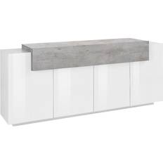 Salón Buffet 200 cm Con Puerta Y 4 Compartimentos Blanco Y Gris Corona Side Aparador