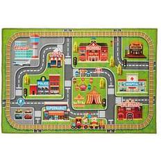 Tapis de jeu Relaxdays Tapis de jeux voiture, motif ville, antidérapant, pour votre enfant, polyester, L x P 150 x 100 cm, coloré