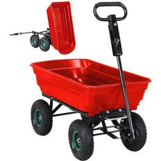 Trækvogne Miweba Bollerwagen Dumper, verriegelbare Kippfunktion, robuste PP-Wanne, Anhängerkupplung, bis 300kg Rot