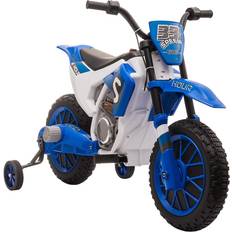 E-Motorräder Homcom Kinder Elektromotorrad mit 2 abnehmbaren Stützrädern blau