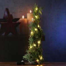 Grün - Mit Beleuchtung Weihnachtsschmuck Minibaum THUJA kleine braune Zapfen Weihnachtsschmuck