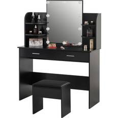 Dressing Tables Basicwise Modern Wooden Vanity Dressing Table