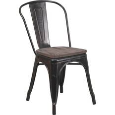 Multicolored Kitchen Chairs Flash Furniture Black-Antique Gold Metal Kitchen Chair