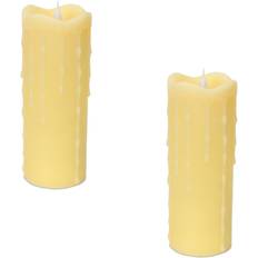 LED Candles Melrose 7" Ivory Simplux Dripping Set with Moving Flame LED Candle