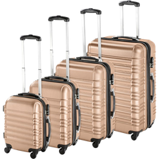 tectake Lightweight Hard Shell Suitcase Set of 4 - Champagne