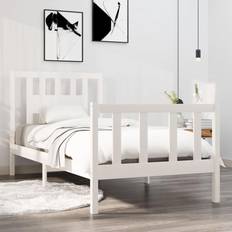 vidaXL 90x190 cm Single Massivt Træ Hvid Sengeramme