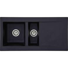 Lavelli da cucina Respekta Lavello Da Incasso Lavello Da Cucina Granito Mineralite 100 x 50 Nero