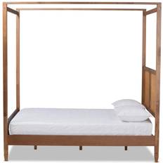 Kid's Room Baxton Studio Queen Malia Wood Canopy Bed Brown