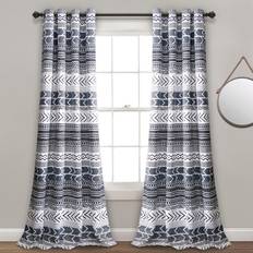 Gardiner & Tillbehör Lush Decor Frodig Dekor Hygge Geo Rum Mörkläggningsgardiner 213 cm x 132 cm Marinblå Och Vit