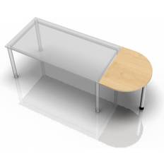 Hammerbacher Anbautisch Belo H650-850xB600xT800mm, halbrd.Ahorndekor Stützfuß weißalu. Writing Desk