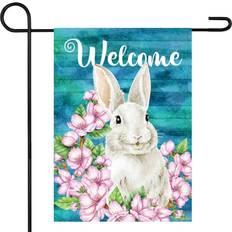 Pink Flags & Accessories Northlight Seasonal Welcome Bunny Floral Spring Garden Flag