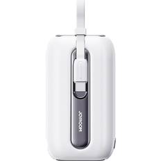 JR-L012 Powerbank 22.5W USB-C PD m. Indbygget USB-C & Lightning Kabel 10.000 mAh Hvid