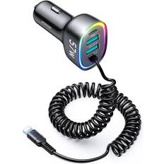 Chargers - Lightning Batteries & Chargers Joyroom 57W 4-in-1 Car Charger mit Lightning Kabel, Auto Adapter, Schwarz