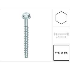 Heco Multi-Monti-plus 9807520 Betongskruv Ø10 FLÄNS, FZB 25st