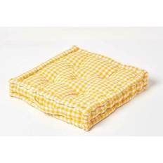 Yellow Complete Decoration Pillows Homescapes Gingham Check Cushion Complete Decoration Pillows Yellow (50x50cm)