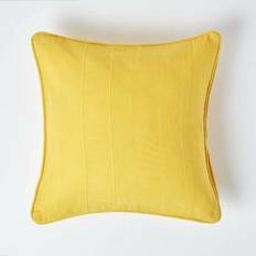 Yellow Cushion Covers Homescapes Cotton Rajput Ribbed Cushion Cover Orange, Yellow (60x60cm)