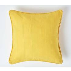 Homescapes Cotton Rajput Ribbed Cushion Cover Yellow, Orange (45x45cm)