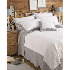 Grey Bedspreads Paoletti Embossed Scalloped Edge Quilted Bedspread Grey, White