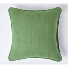 Homescapes Cotton Rajput Ribbed Dark Olive Cushion Cover Green (45x45cm)