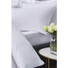 Textiles Catherine Lansfield Platinum Satin Stripe 300 Thread Count Bed Sheet White