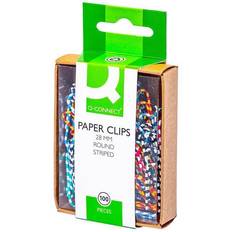 Clips de Papel e Imanes Q-CONNECT Clips Colores Rayados 28 mm Caja De 100 Unidades Colores Surtidos