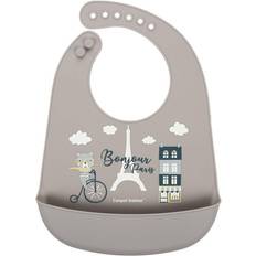 Canpol babies Bavaglino in silicone con tasca Bonjour Paris beige