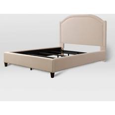 Cream bed frame CorLiving King Florence Fabric Bed Frame Cream