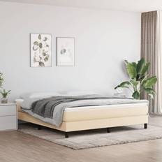 vidaXL de Lit Rembourré Lit Double Adulte Meuble de Chambre Coucher Crème 180x200x20 cm Matelas à Ressorts