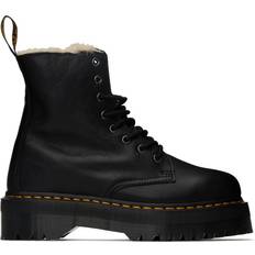 Dr. Martens Jadon Boot Leather Faux Fur Lined Platforms - Black