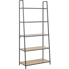 Brown - Steel Shelves Nordform Seaford Black Metal Ladder Bookcase with 5 Oak Shelves Book Shelf