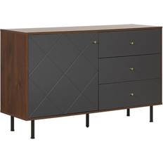 Beliani Armoires Beliani Commode Grise En Mdf 3 Tiroirs Compartiment de Rangement Buffet