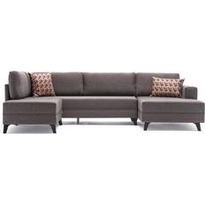 Hanah Home Efsunlu U-Sovesofa Brun Sort Sofa 3 personers