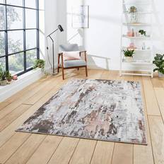 Pink Carpets Think Rugs Apollo GR580 Modern Abstract Pink, Silver, Grey, Gold