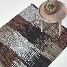 Leather Carpets & Rugs Homescapes 90 150 Real Black, Grey, Brown
