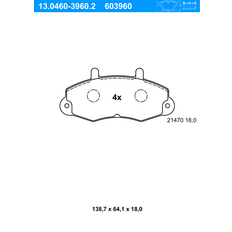 ATE Bremsbelagsatz, Scheibenbremse Vorderachse 13.0460-3960.2