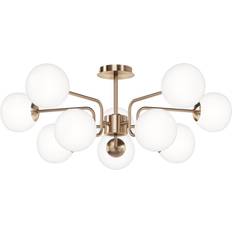Plafoniere Maytoni Lampadario Sospensione Erich Metallo Oro Rosa 10 Luci E Diffusori Bianchi Plafoniera