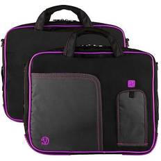 Tablet Covers Vangoddy Pindar Laptop Sleeve Messenger Shoulder Bag Fits up to 15" Laptops Large Black and Purple Black