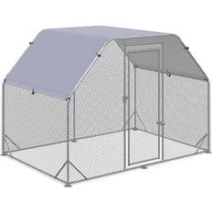 Pawhut Chicken Run with Roof, Chicken Coop for 4-6 Chickens, Hen House Duck Pen