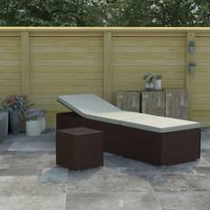 vidaXL Liggestol Med Hynde Og Tebord Polyrattan Brun
