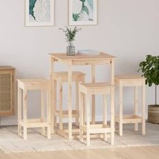 Holz Bargruppen vidaXL 5-tlg. Bar-Set Massivholz Bargruppe, 1 Tisch einschl. 4 Stühle